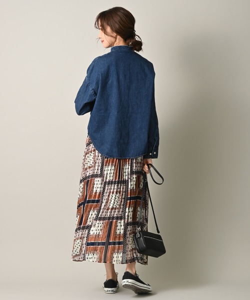 INTERPLANET（インタープラネット）の「シアーランダムパネルプリントスカート（スカート・レディース・グリーン/ブラウン/ベージュ・FREE）」の13枚目の写真