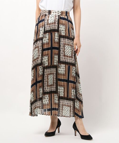 INTERPLANET（インタープラネット）の「シアーランダムパネルプリントスカート（スカート・レディース・グリーン/ブラウン/ベージュ・FREE）」の18枚目の写真