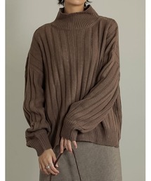 Re:EDIT | [2020A/W PRE ORDER]ハイネックワイドリブボリュームスリーブニットトップス(ニット/セーター)