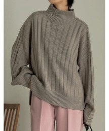 Re:EDIT | [2020A/W COLLECTION]ハイネックワイドリブボリュームスリーブニットトップス(ニット/セーター)