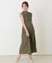 ノースリーブプリーツデザインワンピースドレス