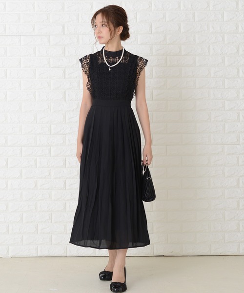 Lace Ladies(レースレディース)の「ノースリーブプリーツデザインワンピースドレス(ドレス・レディース・ブルーグレー/グリーン/ブラック/ネイビー・M/S/L/XL/XXL)」の2枚目の写真
