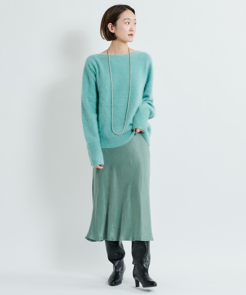 DouDou(ドゥドゥ)の「フェレット切替プルオーバー(ニット/セーター・レディース・オフホワイト/サックスブルー/モカ/グリーン/ライトグレー・FREE)」の7枚目の写真