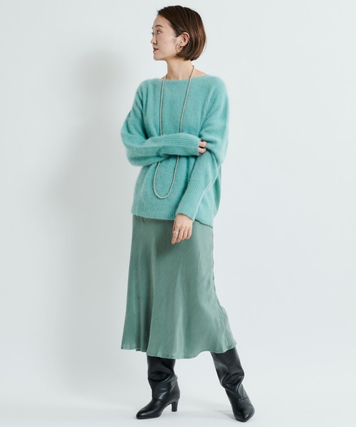 DouDou(ドゥドゥ)の「フェレット切替プルオーバー(ニット/セーター・レディース・オフホワイト/サックスブルー/モカ/グリーン/ライトグレー・FREE)」の8枚目の写真