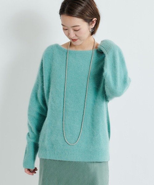 DouDou(ドゥドゥ)の「フェレット切替プルオーバー(ニット/セーター・レディース・オフホワイト/サックスブルー/モカ/グリーン/ライトグレー・FREE)」の17枚目の写真