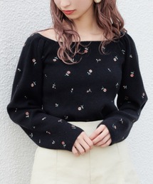 one after another NICE CLAUP（ワンアフターアナザーナイスクラップ）の「フラワー刺繍ニット（ニット/セーター）」