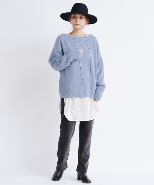 DouDou（ドゥドゥ）の「コーデュロイジャージーイージーパンツ（その他パンツ・レディース・チャコールグレー/サックスブルー/アイボリー・38/36）」の14枚目の写真