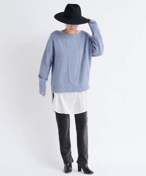 DouDou（ドゥドゥ）の「コーデュロイジャージーイージーパンツ（その他パンツ・レディース・チャコールグレー/サックスブルー/アイボリー・38/36）」の15枚目の写真