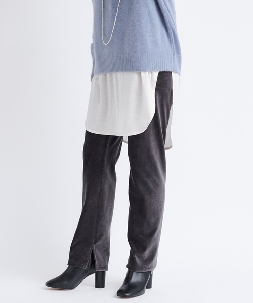 DouDou（ドゥドゥ）の「コーデュロイジャージーイージーパンツ（その他パンツ・レディース・チャコールグレー/サックスブルー/アイボリー・38/36）」の18枚目の写真