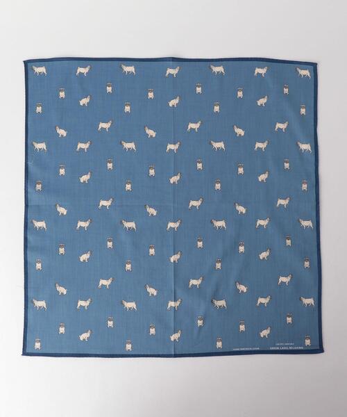 green label relaxing（グリーンレーベルリラクシング）の「GLR*B/N パグ ハンカチ / 総柄 アニマル柄（ハンカチ/ハンドタオル・メンズ・ブラック/パープル/ライトブルー・FREE）」の5枚目の写真