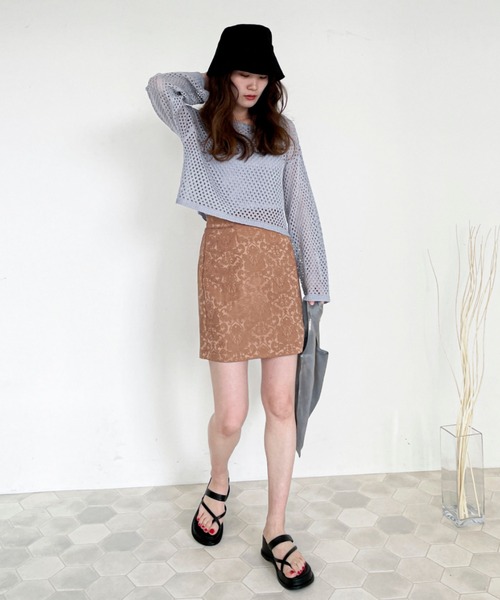 EPIMI E'PIMMY（エピミエピミー）の「リブタンク付メッシュニット（ニット/セーター・レディース・ブラック/オフホワイト/サックスブルー/モカ・MEDIUM）」の20枚目の写真