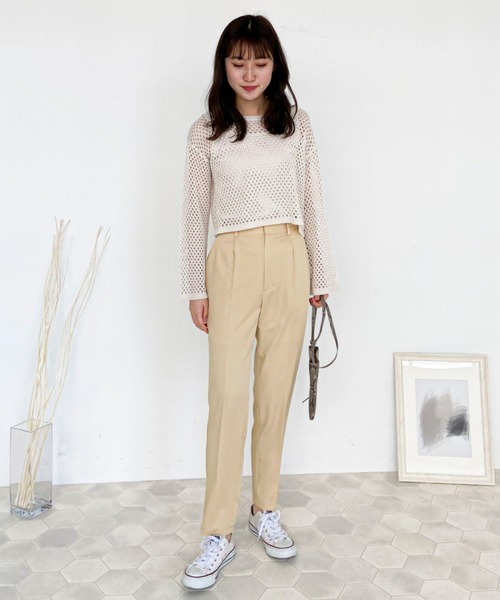 EPIMI E'PIMMY（エピミエピミー）の「リブタンク付メッシュニット（ニット/セーター・レディース・ブラック/オフホワイト/サックスブルー/モカ・MEDIUM）」の5枚目の写真