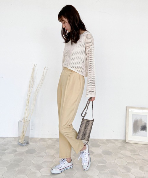 EPIMI E'PIMMY（エピミエピミー）の「リブタンク付メッシュニット（ニット/セーター・レディース・ブラック/オフホワイト/サックスブルー/モカ・MEDIUM）」の7枚目の写真