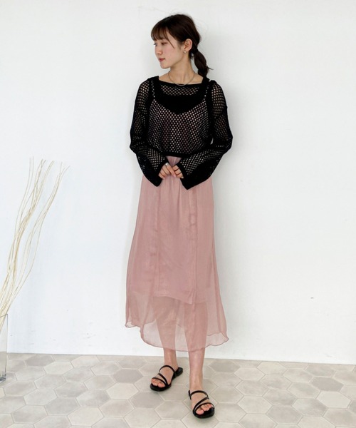 EPIMI E'PIMMY（エピミエピミー）の「リブタンク付メッシュニット（ニット/セーター・レディース・ブラック/オフホワイト/サックスブルー/モカ・MEDIUM）」の13枚目の写真