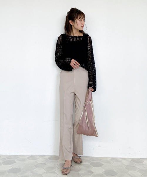 EPIMI E'PIMMY（エピミエピミー）の「リブタンク付メッシュニット（ニット/セーター・レディース・ブラック/オフホワイト/サックスブルー/モカ・MEDIUM）」の10枚目の写真