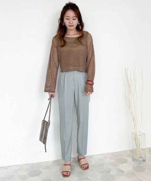 EPIMI E'PIMMY（エピミエピミー）の「リブタンク付メッシュニット（ニット/セーター・レディース・ブラック/オフホワイト/サックスブルー/モカ・MEDIUM）」の16枚目の写真