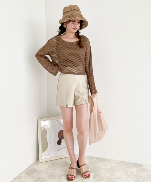 EPIMI E'PIMMY（エピミエピミー）の「リブタンク付メッシュニット（ニット/セーター・レディース・ブラック/オフホワイト/サックスブルー/モカ・MEDIUM）」の17枚目の写真