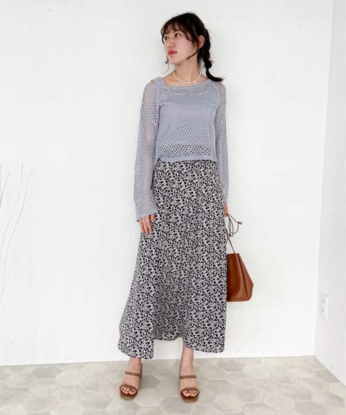 EPIMI E'PIMMY（エピミエピミー）の「リブタンク付メッシュニット（ニット/セーター・レディース・ブラック/オフホワイト/サックスブルー/モカ・MEDIUM）」の18枚目の写真