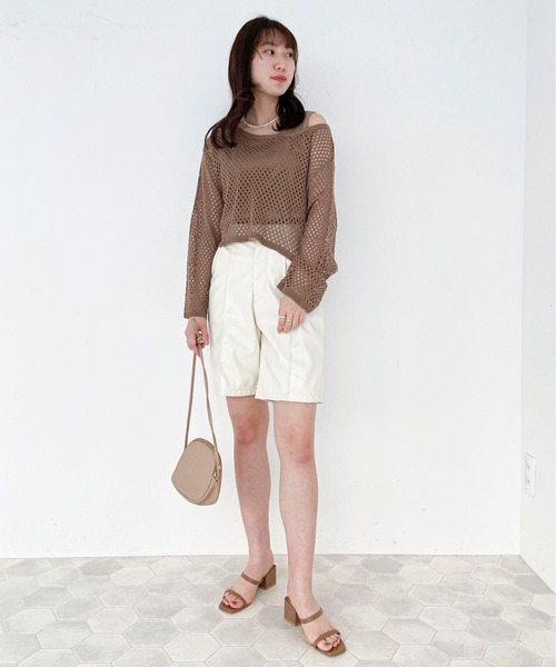 EPIMI E'PIMMY（エピミエピミー）の「リブタンク付メッシュニット（ニット/セーター・レディース・ブラック/オフホワイト/サックスブルー/モカ・MEDIUM）」の15枚目の写真