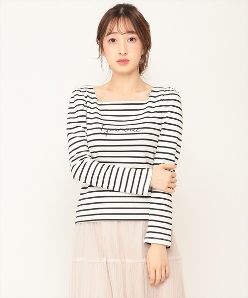 WILLSELECTION(ウィルセレクション)の「ロゴ刺繍パワショルスリーブカットソー(Tシャツ/カットソー・レディース・アイボリー/ホワイト系その他/チャコールグレー・MEDIUM)」の10枚目の写真