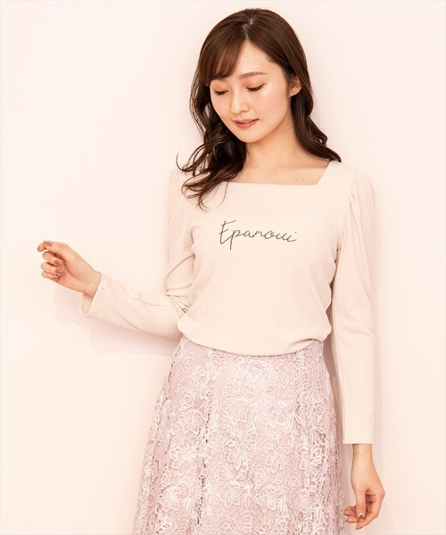 WILLSELECTION(ウィルセレクション)の「ロゴ刺繍パワショルスリーブカットソー(Tシャツ/カットソー・レディース・アイボリー/ホワイト系その他/チャコールグレー・MEDIUM)」の7枚目の写真