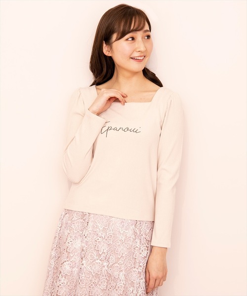 WILLSELECTION(ウィルセレクション)の「ロゴ刺繍パワショルスリーブカットソー(Tシャツ/カットソー・レディース・アイボリー/ホワイト系その他/チャコールグレー・MEDIUM)」の9枚目の写真