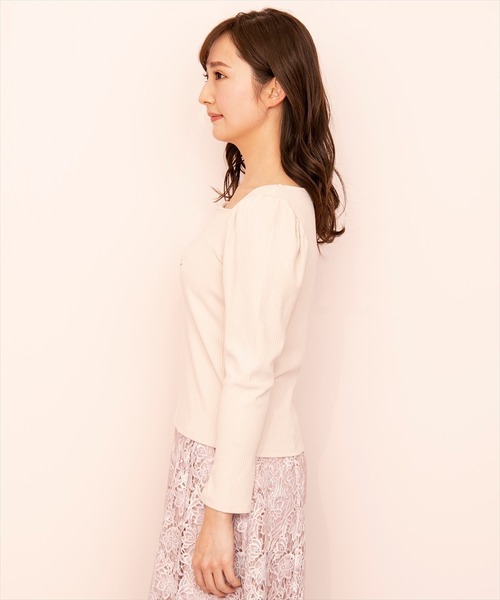 WILLSELECTION(ウィルセレクション)の「ロゴ刺繍パワショルスリーブカットソー(Tシャツ/カットソー・レディース・アイボリー/ホワイト系その他/チャコールグレー・MEDIUM)」の6枚目の写真