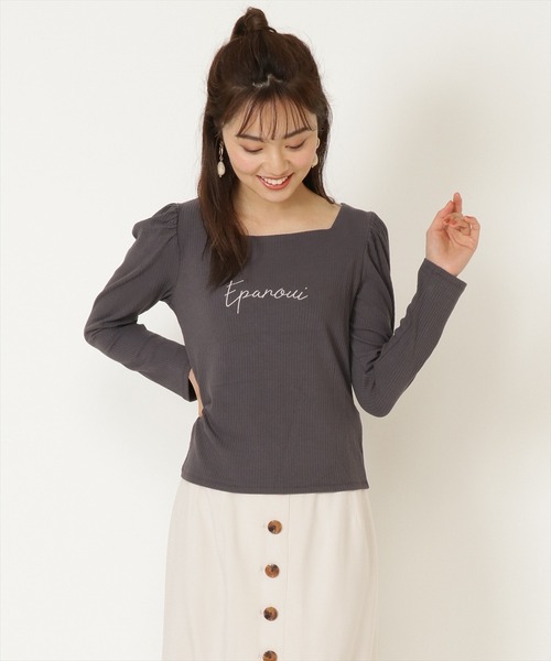 WILLSELECTION(ウィルセレクション)の「ロゴ刺繍パワショルスリーブカットソー(Tシャツ/カットソー・レディース・アイボリー/ホワイト系その他/チャコールグレー・MEDIUM)」の19枚目の写真