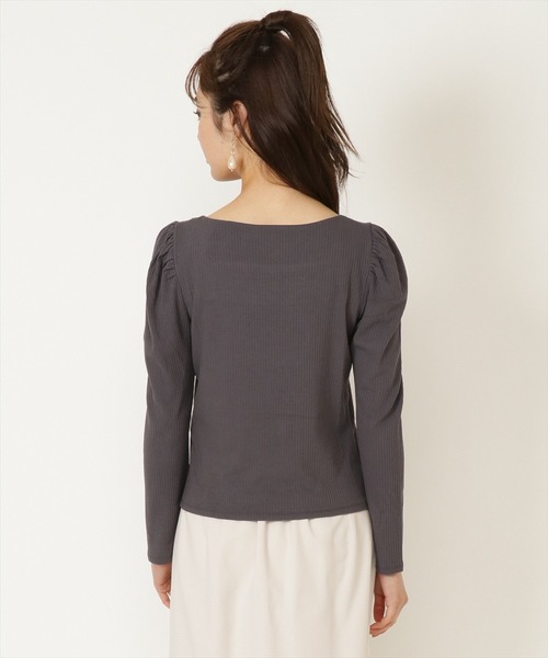 WILLSELECTION(ウィルセレクション)の「ロゴ刺繍パワショルスリーブカットソー(Tシャツ/カットソー・レディース・アイボリー/ホワイト系その他/チャコールグレー・MEDIUM)」の21枚目の写真