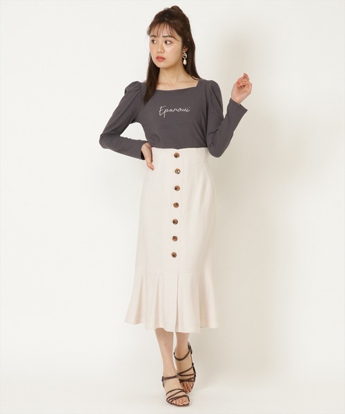 WILLSELECTION(ウィルセレクション)の「ロゴ刺繍パワショルスリーブカットソー(Tシャツ/カットソー・レディース・アイボリー/ホワイト系その他/チャコールグレー・MEDIUM)」の22枚目の写真