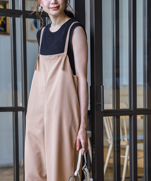 SUGAR BISKET（シュガービスケット）の「前後2Wayキャミサロペット（サロペット/オーバーオール・レディース・ブラック/ダークグレー/ベージュ/オリーブ/ネイビー・L/M）」の19枚目の写真