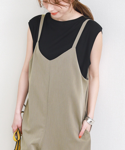 SUGAR BISKET（シュガービスケット）の「前後2Wayキャミサロペット（サロペット/オーバーオール・レディース・ブラック/ダークグレー/ベージュ/オリーブ/ネイビー・L/M）」の22枚目の写真