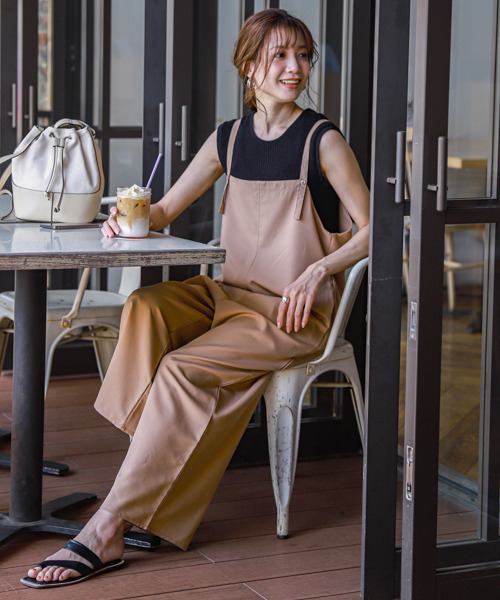 SUGAR BISKET（シュガービスケット）の「前後2Wayキャミサロペット（サロペット/オーバーオール・レディース・ブラック/ダークグレー/ベージュ/オリーブ/ネイビー・L/M）」の12枚目の写真