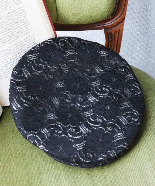 axes femme（アクシーズファム）の「レース×チェック柄ベレー（ハンチング/ベレー帽・レディース・サックスブルー/キナリ/ブラック・MEDIUM）」の3枚目の写真