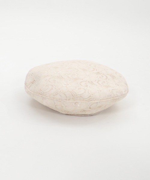 axes femme（アクシーズファム）の「レース×チェック柄ベレー（ハンチング/ベレー帽・レディース・サックスブルー/キナリ/ブラック・MEDIUM）」の4枚目の写真