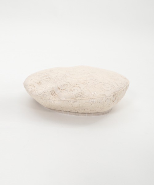 axes femme（アクシーズファム）の「レース×チェック柄ベレー（ハンチング/ベレー帽・レディース・サックスブルー/キナリ/ブラック・MEDIUM）」の5枚目の写真