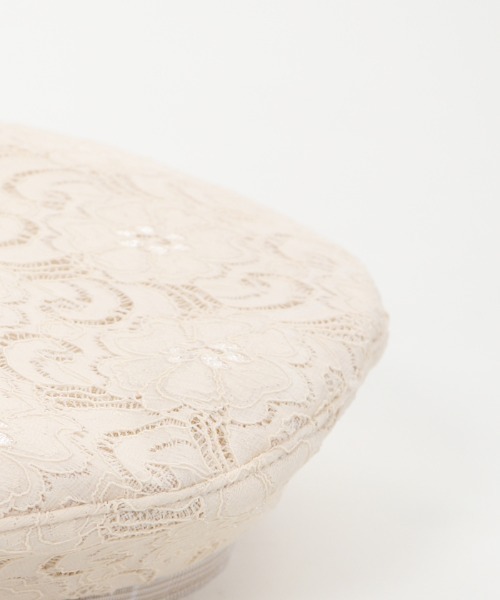 axes femme（アクシーズファム）の「レース×チェック柄ベレー（ハンチング/ベレー帽・レディース・サックスブルー/キナリ/ブラック・MEDIUM）」の7枚目の写真