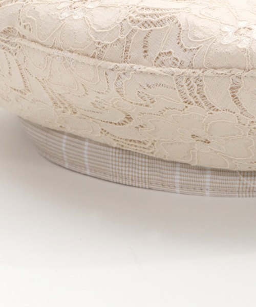 axes femme（アクシーズファム）の「レース×チェック柄ベレー（ハンチング/ベレー帽・レディース・サックスブルー/キナリ/ブラック・MEDIUM）」の8枚目の写真