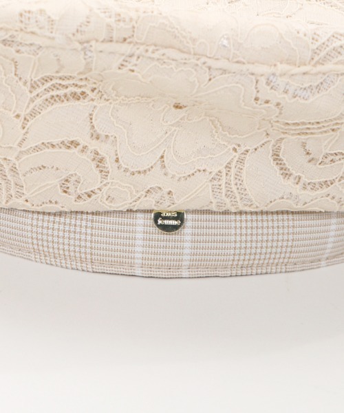 axes femme（アクシーズファム）の「レース×チェック柄ベレー（ハンチング/ベレー帽・レディース・サックスブルー/キナリ/ブラック・MEDIUM）」の9枚目の写真