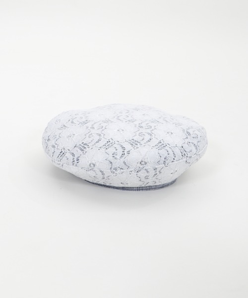 axes femme（アクシーズファム）の「レース×チェック柄ベレー（ハンチング/ベレー帽・レディース・サックスブルー/キナリ/ブラック・MEDIUM）」の12枚目の写真