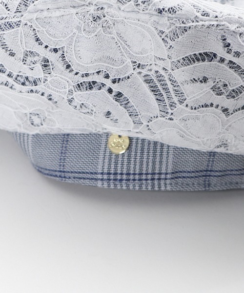 axes femme（アクシーズファム）の「レース×チェック柄ベレー（ハンチング/ベレー帽・レディース・サックスブルー/キナリ/ブラック・MEDIUM）」の17枚目の写真