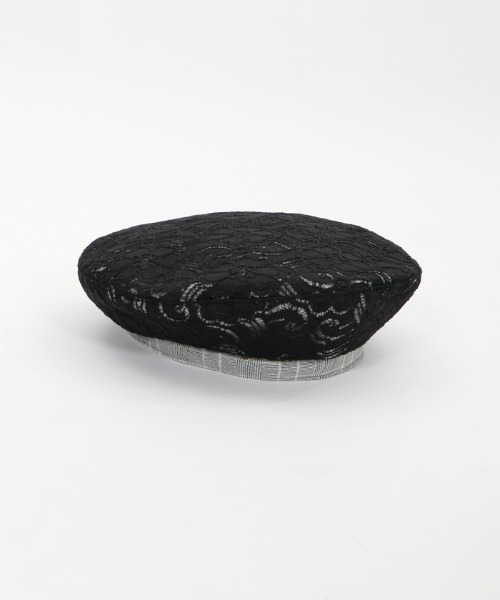 axes femme（アクシーズファム）の「レース×チェック柄ベレー（ハンチング/ベレー帽・レディース・サックスブルー/キナリ/ブラック・MEDIUM）」の21枚目の写真