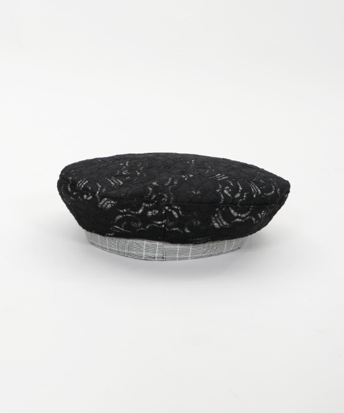 axes femme（アクシーズファム）の「レース×チェック柄ベレー（ハンチング/ベレー帽・レディース・サックスブルー/キナリ/ブラック・MEDIUM）」の22枚目の写真