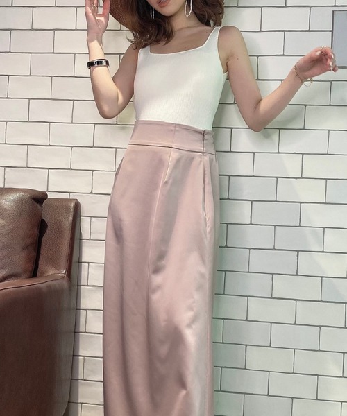 EIMY ISTOIRE(エイミーイストワール)の「バックオープンスクエアカップインニットボディースーツ(タンクトップ・レディース・ホワイト/ブラック/ベージュ/ネイビー/ピンク/キャメル・FREE)」の22枚目の写真