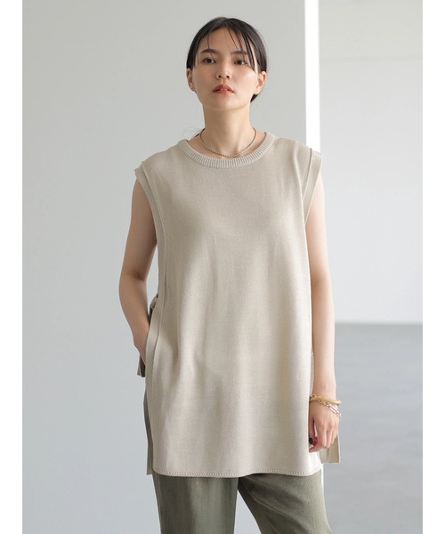 AMERICAN HOLIC（アメリカンホリック）の「サイドリボンニットベスト（ベスト・レディース・ブラック/ライトベージュ・FREE）」の3枚目の写真