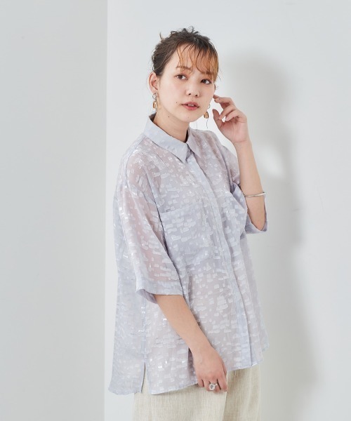 cepo(セポ)の「シアージャガードシャツ(シャツ/ブラウス・レディース・ブラック/グレー/オフホワイト・M)」の3枚目の写真