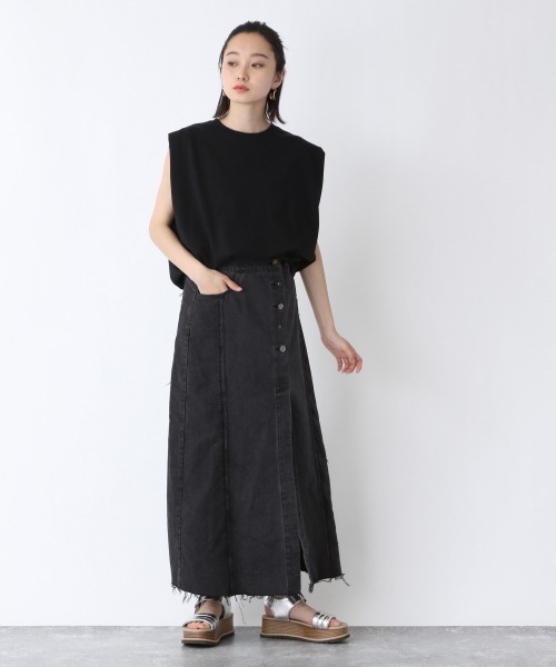 JEANASIS（ジーナシス）の「パッチワークスリットデニムスカート/950422（デニムスカート・レディース・ブラック/ブルー・FREE）」の11枚目の写真