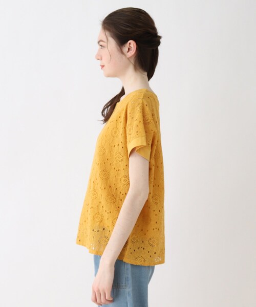 Cutie Blonde（キューティーブロンド）の「◆【S-L】フラワーレースプルオーバー（Tシャツ/カットソー・レディース・ネイビー/ダークグリーン/マスタード/オフホワイト・01/02/03）」の6枚目の写真