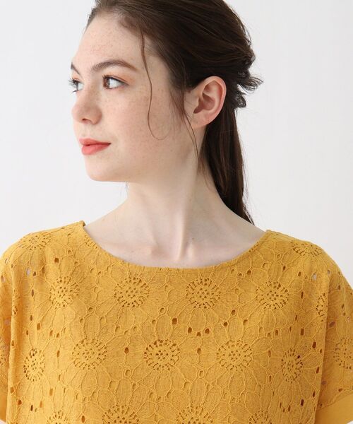 Cutie Blonde（キューティーブロンド）の「◆【S-L】フラワーレースプルオーバー（Tシャツ/カットソー・レディース・ネイビー/ダークグリーン/マスタード/オフホワイト・01/02/03）」の8枚目の写真