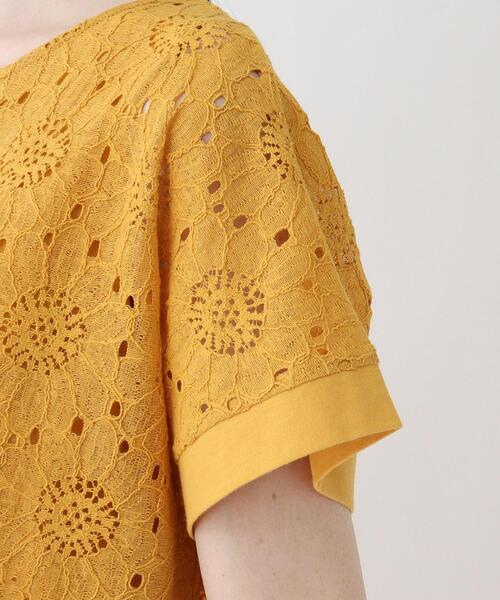 Cutie Blonde（キューティーブロンド）の「◆【S-L】フラワーレースプルオーバー（Tシャツ/カットソー・レディース・ネイビー/ダークグリーン/マスタード/オフホワイト・01/02/03）」の9枚目の写真